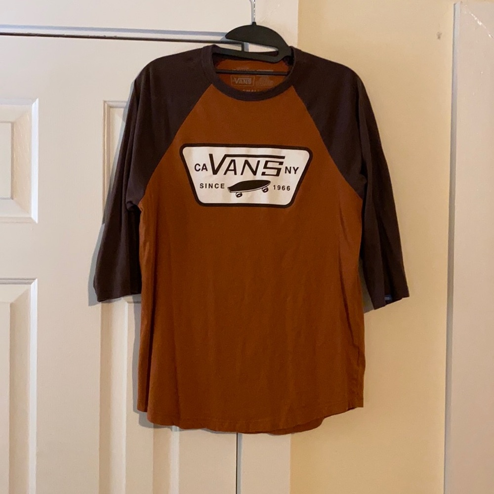 Brown/orange, S, baseball tee, by vans